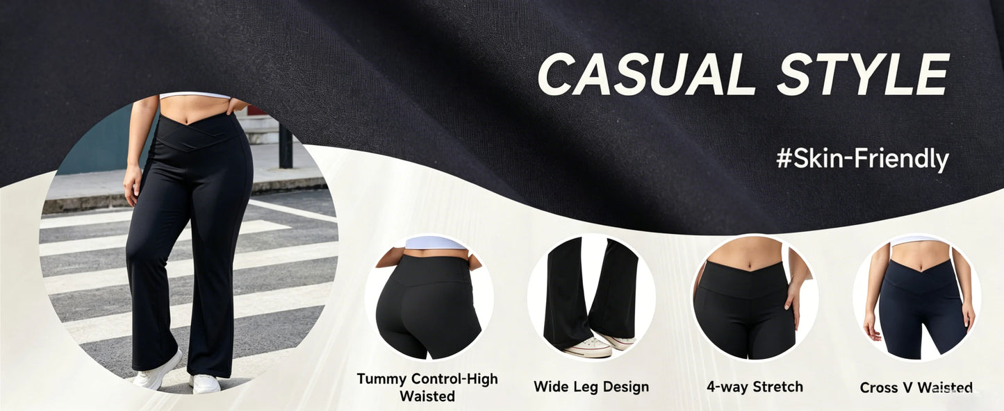 Plus Size Cross Waist Flare Leggings