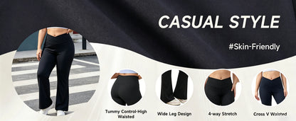 Plus Size Cross Waist Flare Leggings