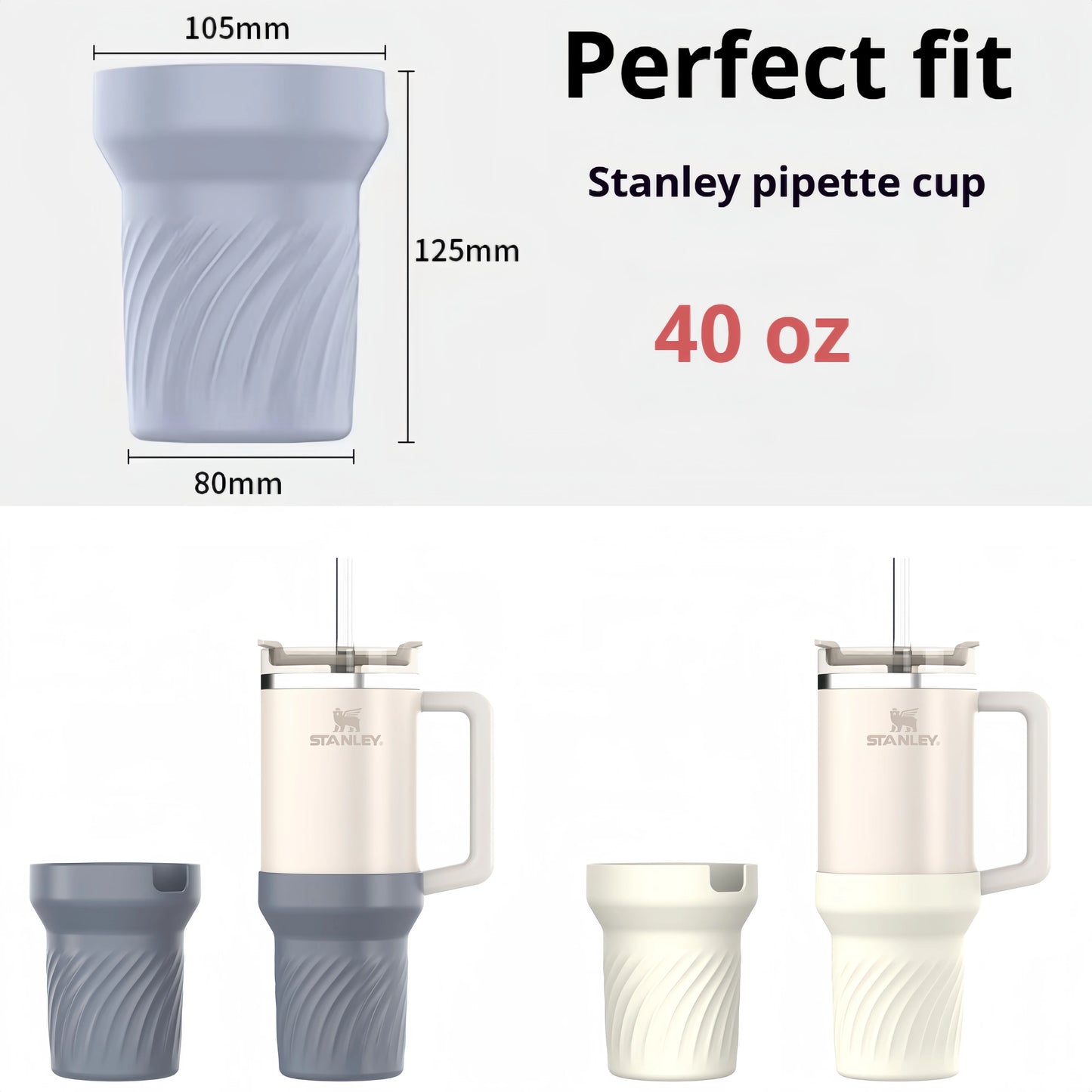 13pcs accessories for Stanley 40oz thermos cup, flower straw covers, 10mm straws, silicone cup sleeves and cleaning brushes.