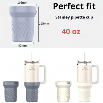 13pcs accessories for Stanley 40oz thermos cup, flower straw covers, 10mm straws, silicone cup sleeves and cleaning brushes.