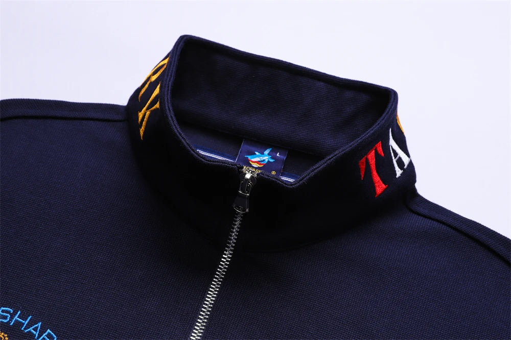 Men‘s Shark Embroidery Long Sleeve Polo Shirt