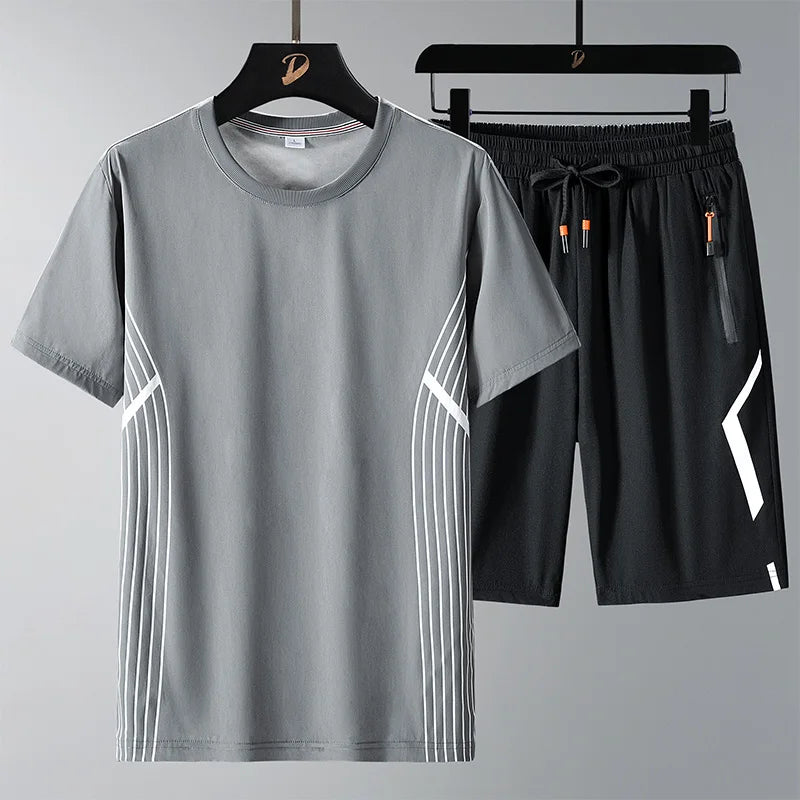 Men T Shirt Suit Shorts Tshirt Set
