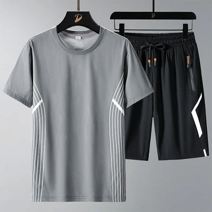 Men T Shirt Suit Shorts Tshirt Set