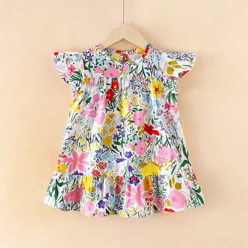 100% Cotton Summer Dress for Girls – Heart Print Sleeveless Princess Outfit