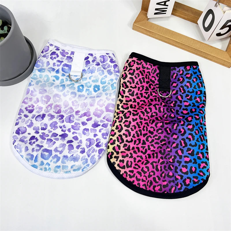 Pullover Pet Vest – Colorful Leopard Print for Small/Medium Dogs & Cats