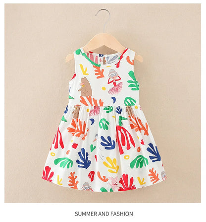 Cotton Cartoon Summer Dress for Girls – Sleeveless Princess Party Outfit