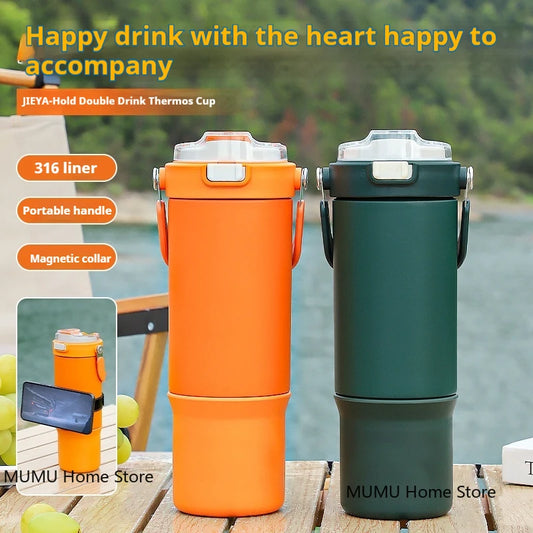 770/900ML Car Coffee Cup Outdoor Sport Insulated Cup Thermos Water Bottle Tumbler Vacuum Flasks Keeps Cold and Heat Thermal Mug