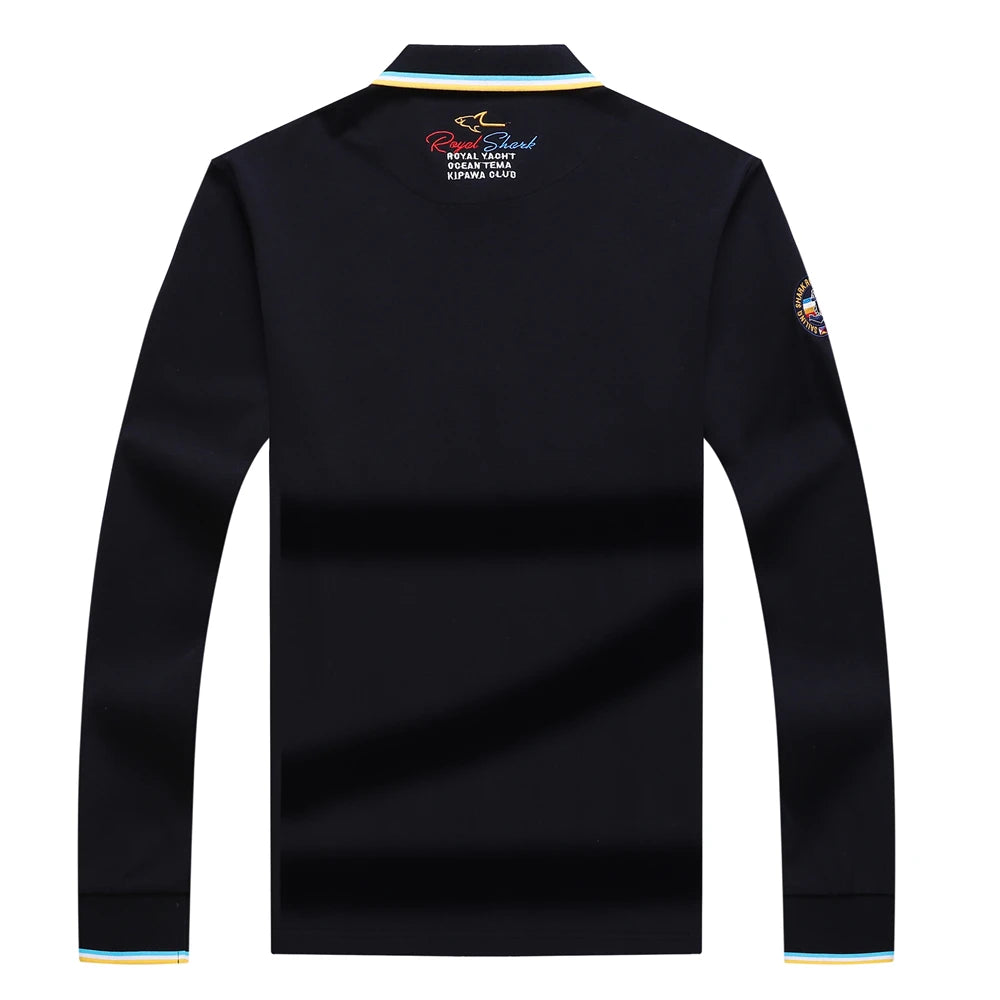 Men‘s Embroidery Solid Color Long Sleeve Polo Shirt