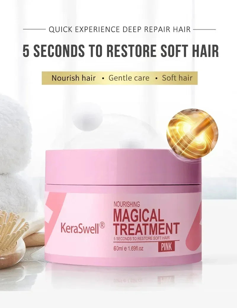 5 Seconds Magical Keratin Hair Mask Repair Damaged Hair Frizzy Soft Smooth Shiny Deep Moisturizing Nourish Hair Root Beauty Care