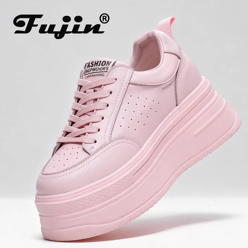Fujin 8cm Genuine Leather Women Casual Shoes