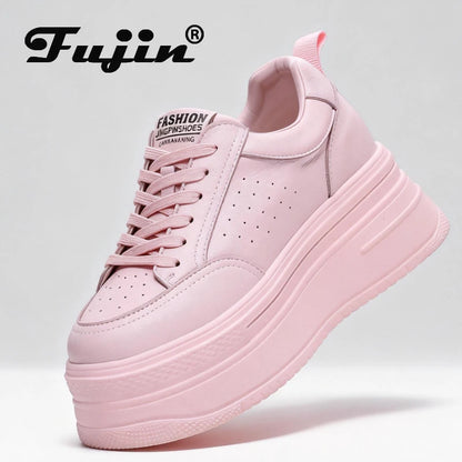 Fujin 8cm Genuine Leather Women Casual Shoes