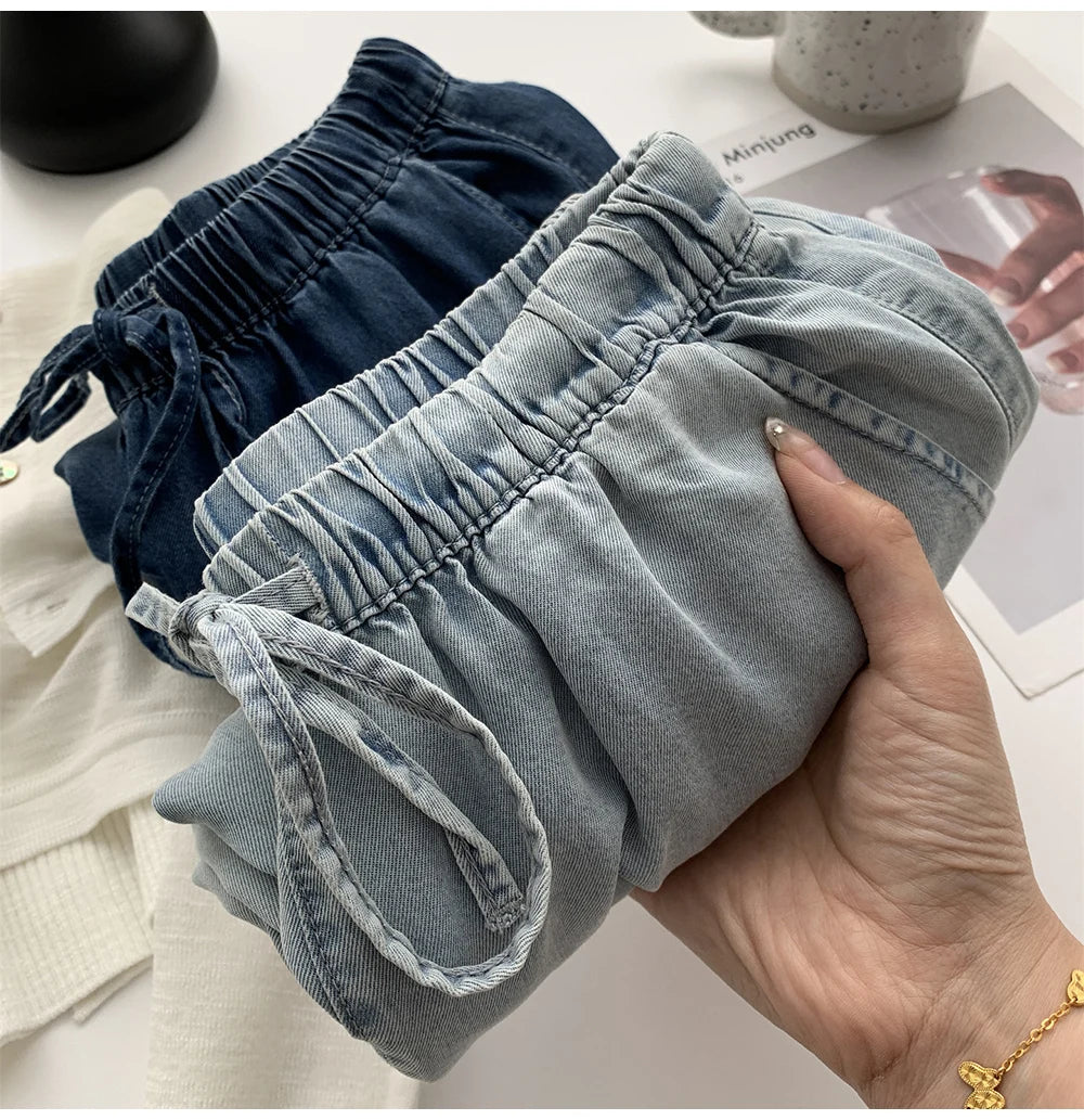 Thin Ice Silk Denim Pants for Women