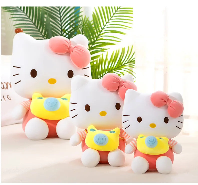 35cm Saniro Hello Kitty Plush Camera KT Cat Doll Cute Cat Kitty Toys Children's Gift Girl Sofy Stuffed Animal Pillow Toys Gifts