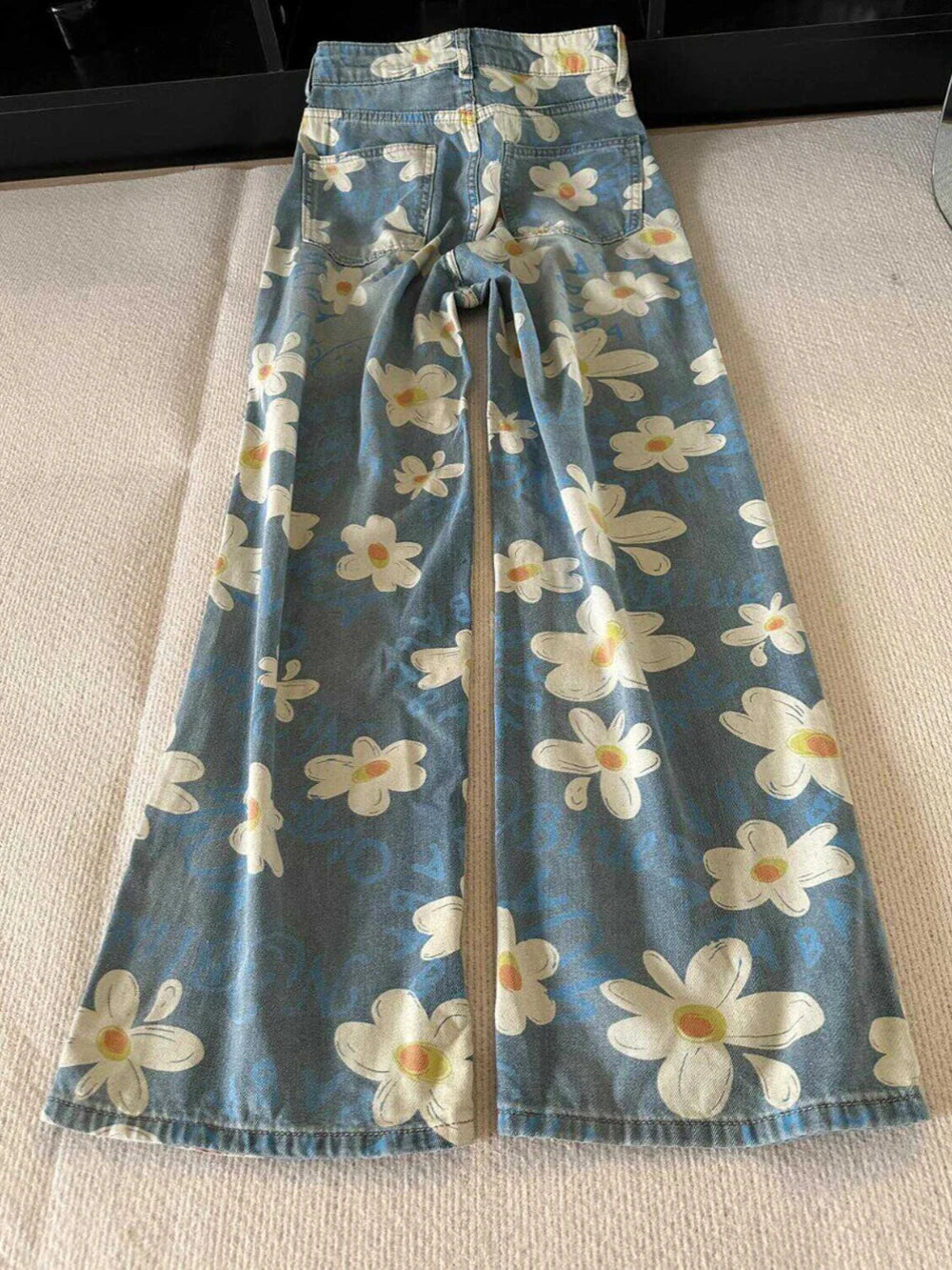 Floral Print Wide Leg Jeans