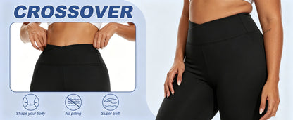 Plus Size Cross Waist Flare Leggings