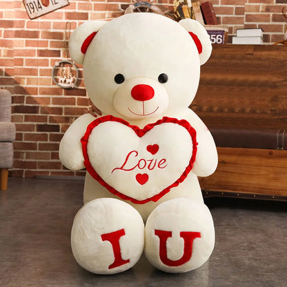 100cm Giant "I LOVE YOU" Teddy Bear Plush – Soft Stuffed Animal Gift for Kids, Girlfriends & Special Occasions