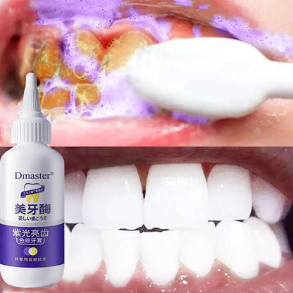 V34 Purple Whitening Toothpaste – Color Correcting Enzyme Mousse for Stains & Yellow Teeth (50g)