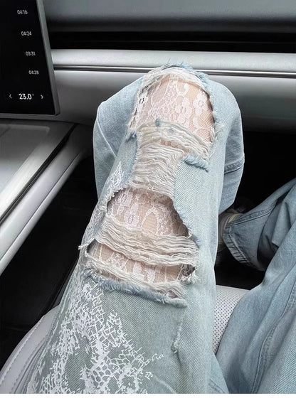 Oversized Fashion Ripped Holes Jeans