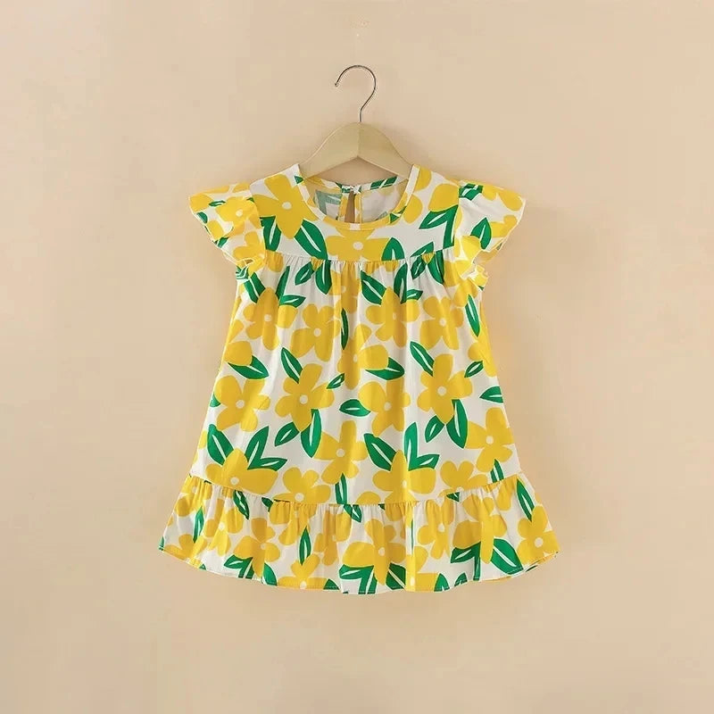 100% Cotton Summer Dress for Girls – Heart Print Sleeveless Princess Outfit