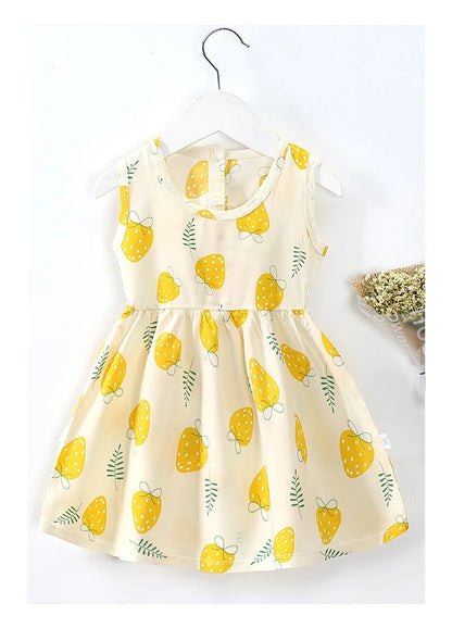 Summer Girls’ Floral Princess Dress – Sleeveless Cotton & Polyester Blend