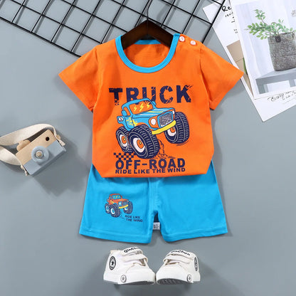 2PCS Cotton Summer T-Shirt and Shorts Set for Toddlers