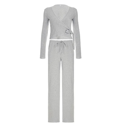 Drawstring High Waist Trousers Set