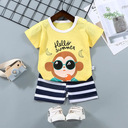2PCS Cotton Summer T-Shirt and Shorts Set for Toddlers