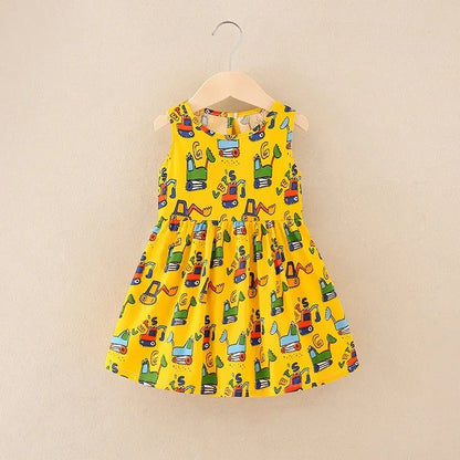 Cotton Cartoon Summer Dress for Girls – Sleeveless Princess Party Outfit