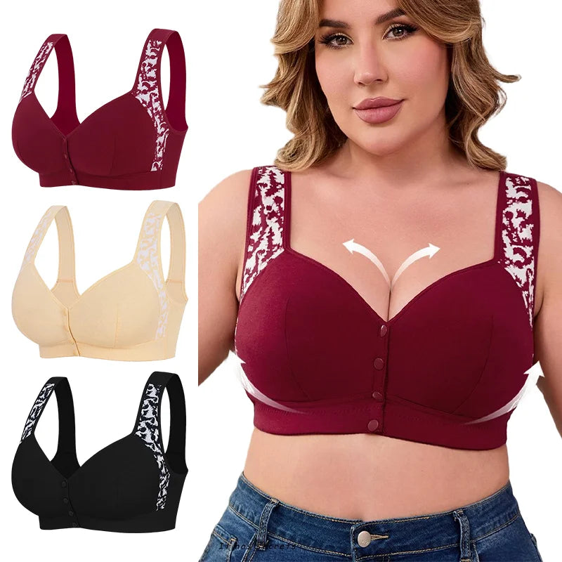 plus Size Front Closure Wireless Comfort Bra