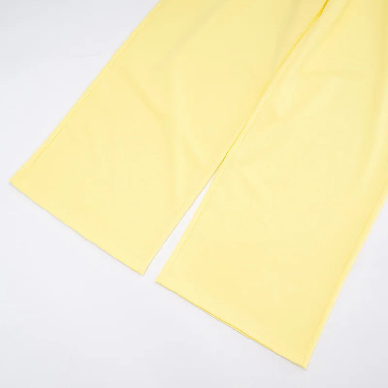 Casual Elastic Wide Leg Pants 2 Pieces Sets