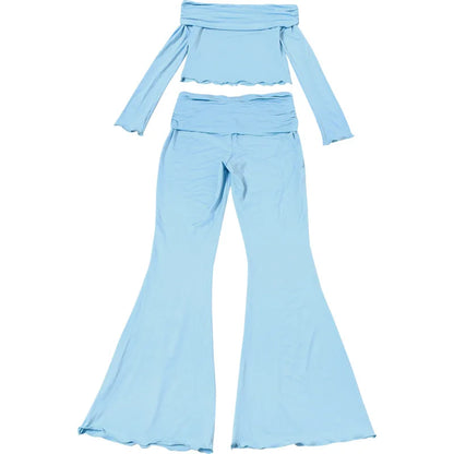 Fold Over Flare Pants 2 Piece Set