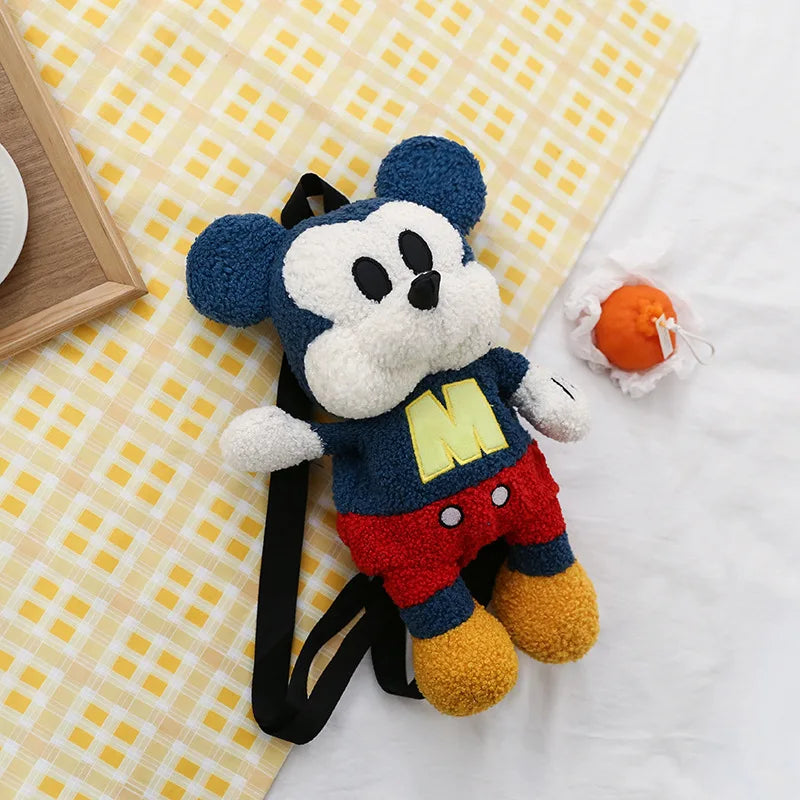 25cm Fashion Cartoon Backpack Mickey Mouse Plush Toy Bag Super Soft Toy Bag Student Bag Holiday Gift