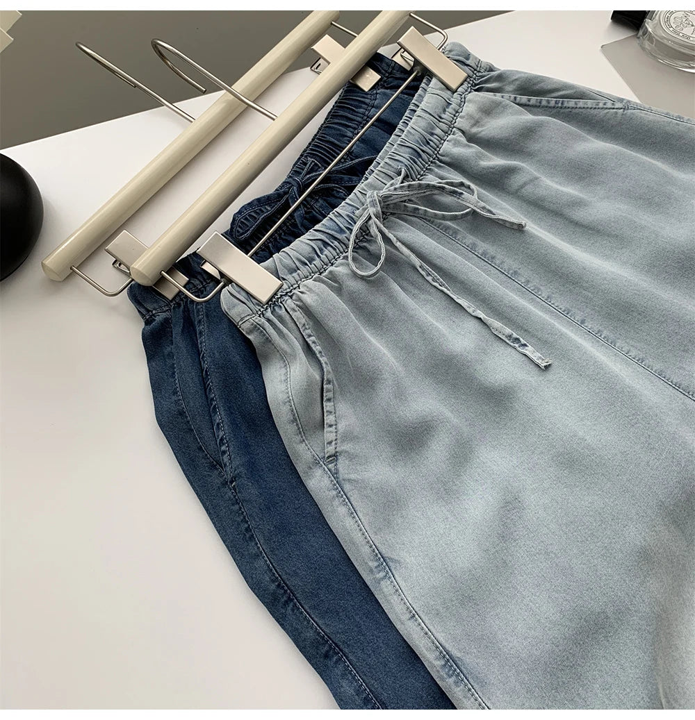 Thin Ice Silk Denim Pants for Women