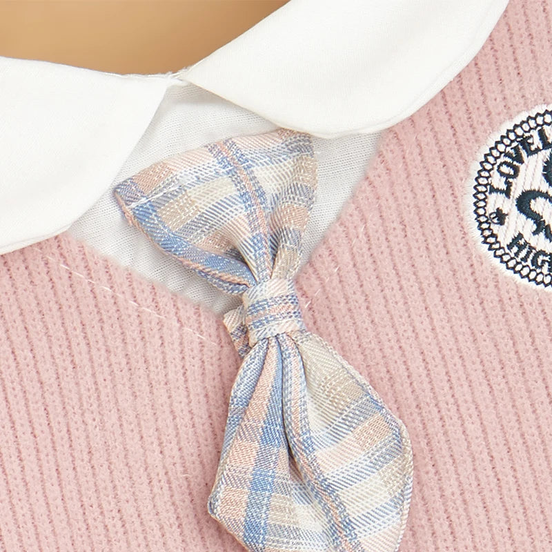 College Style Cute Pet Dress – Plaid Skirt for Small Dogs and Cats