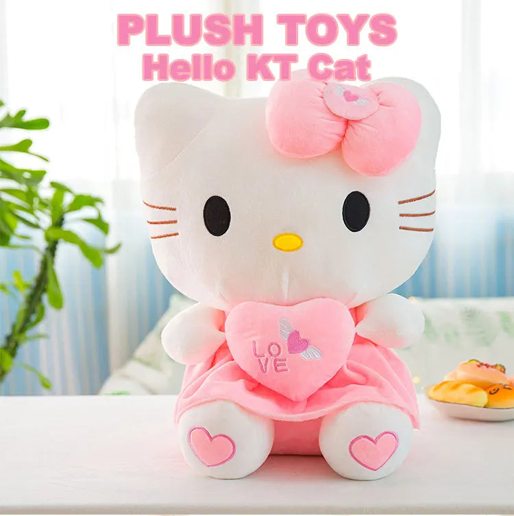 24-55cm Sanrio Hello Kitty Cat Plush Toys Cartoon KT Cat Plushie Doll Soft Stuffed Anime Pillow Birthday Gifts For Kids Girls