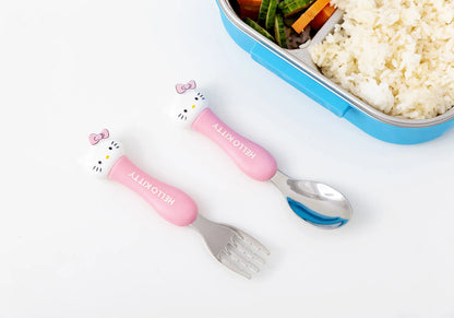 Anime Figure Hello Kitty Children Stainless Steel Cutlery Set Kuromi Cartoon Action Model Spoon Fork My Melody Baby Tableware