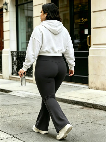 Plus Size Cross Waist Flare Leggings