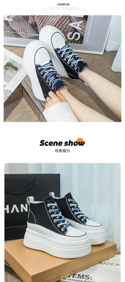 Fujin 8cm Denim Genuine Leather Shoes