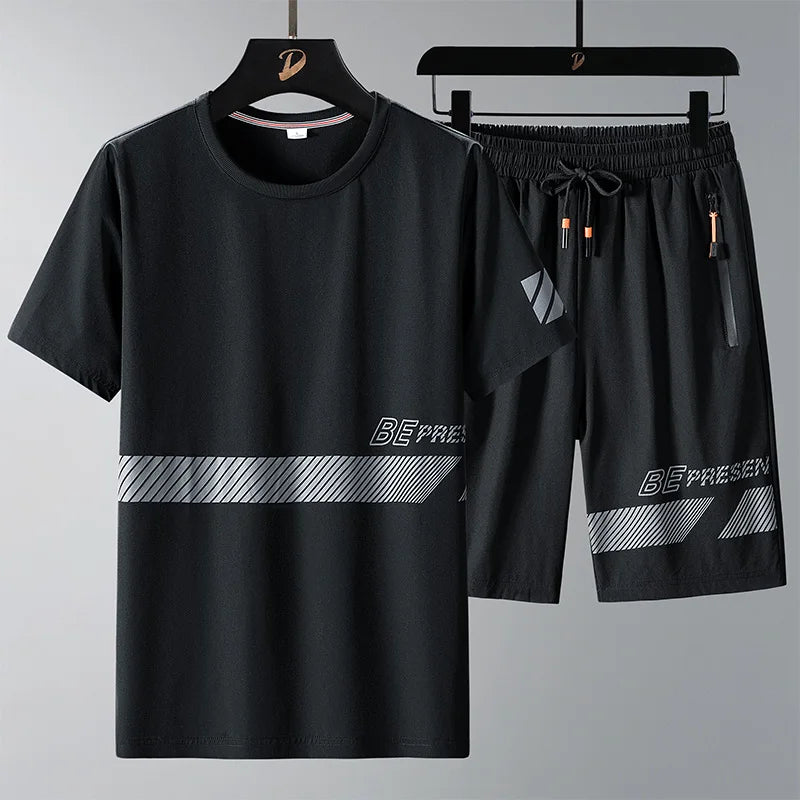 Men T Shirt Suit Shorts Tshirt Set