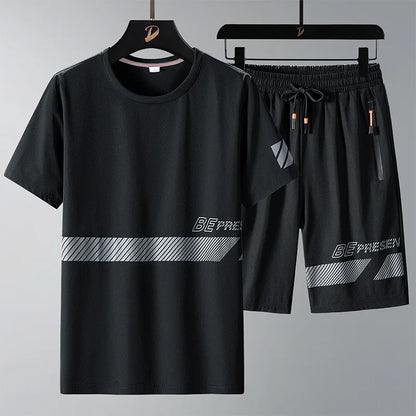 Men T Shirt Suit Shorts Tshirt Set