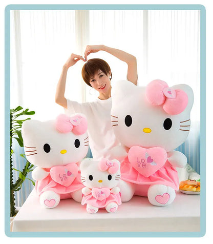 24-55cm Sanrio Hello Kitty Cat Plush Toys Cartoon KT Cat Plushie Doll Soft Stuffed Anime Pillow Birthday Gifts For Kids Girls