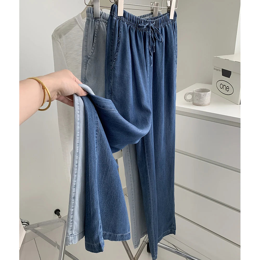 Thin Ice Silk Denim Pants for Women