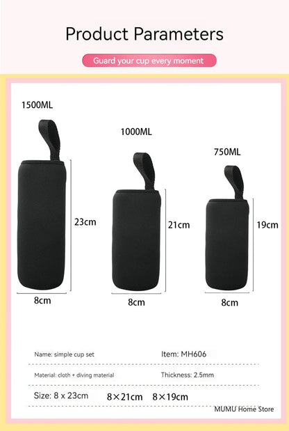 750ML – 1500ML Sports Water Bottle Sleeve – Neoprene Insulated Holder Bag