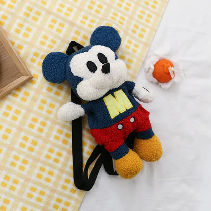 25cm Fashion Cartoon Backpack Mickey Mouse Plush Toy Bag Super Soft Toy Bag Student Bag Holiday Gift