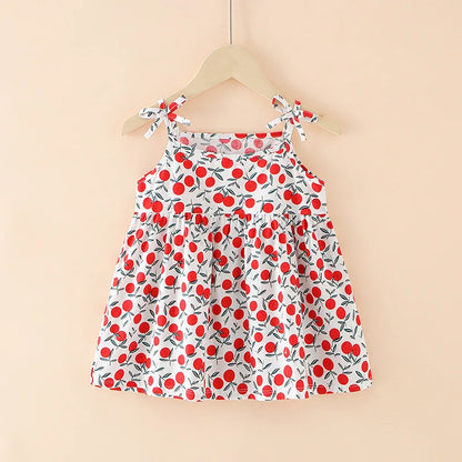Summer Princess Floral Cotton Dress – Sleeveless Casual Dress for Girls