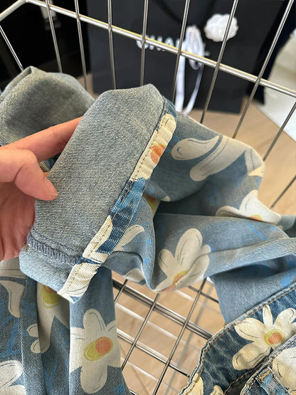 Floral Print Wide Leg Jeans