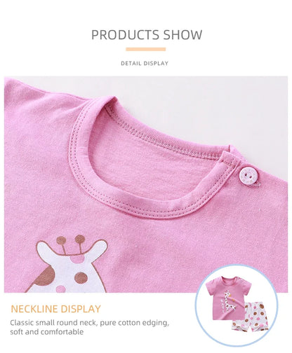 2PCS 100% Cotton Summer T-Shirt and Shorts Set for Toddlers