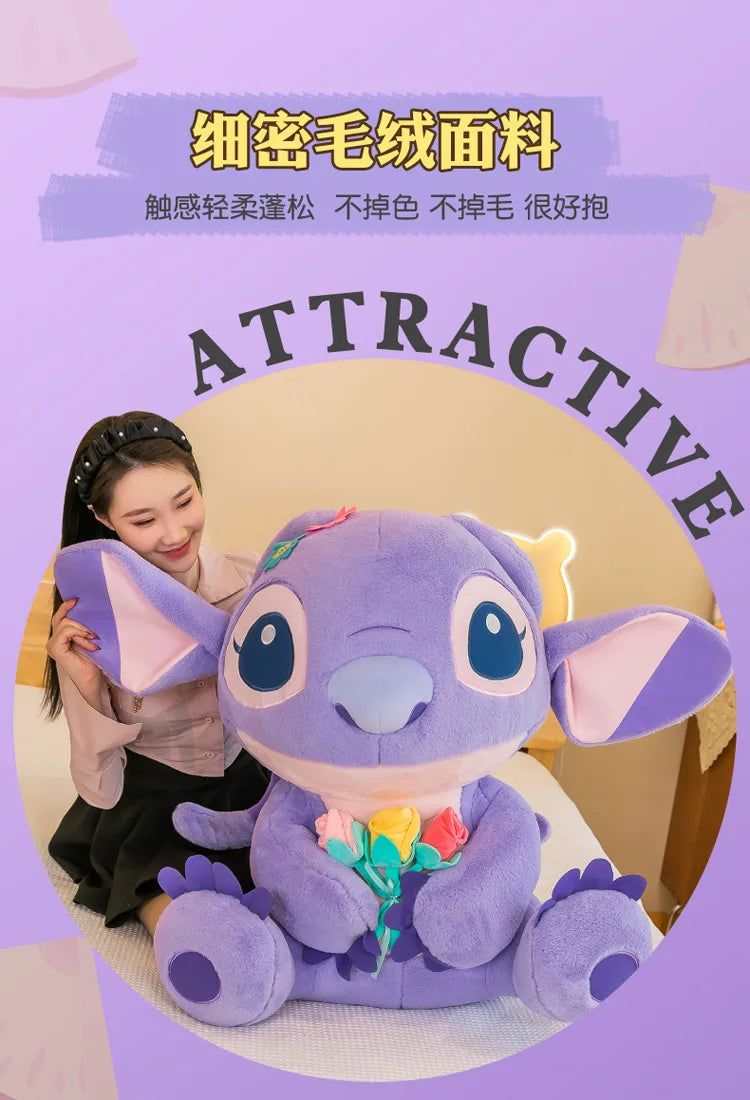 35cm Disney Embroidered Stitch Doll Cartoon Cute Stitch Plush Toys Children's Gift For Birthday Room Decoration Plushies Dolls