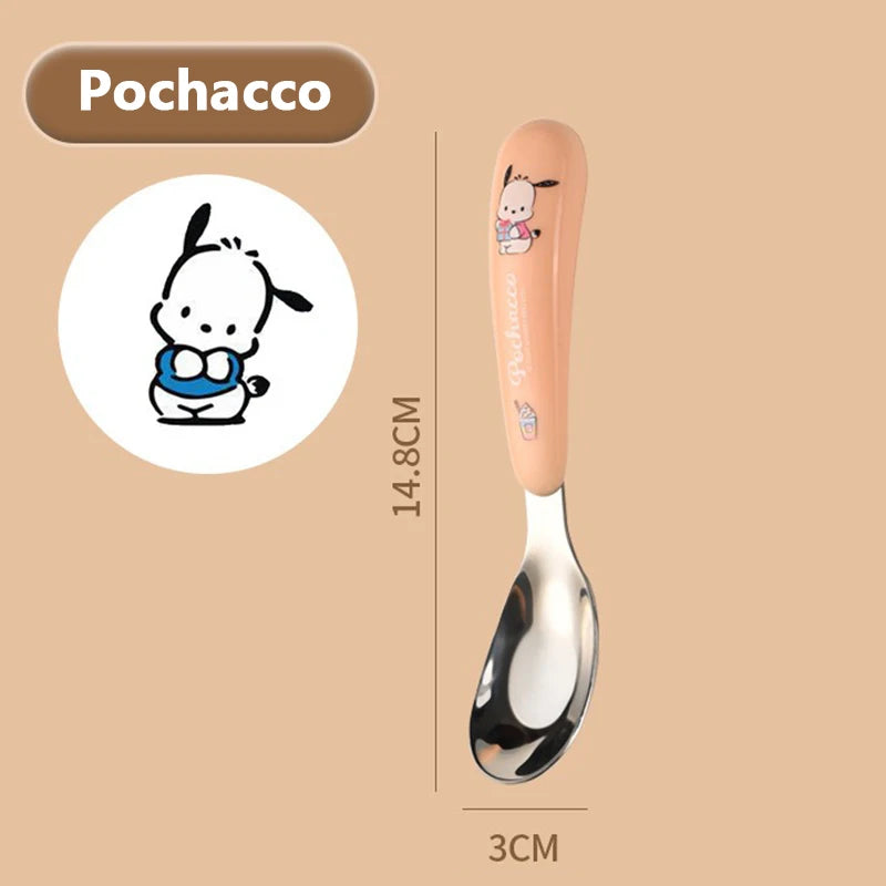 Sanrio Spoon Children Tableware Kuromi Cinnamoroll Hello Kitty My Melody Stainless Steel Toddler Dinnerware Cutlery Kids Gifts