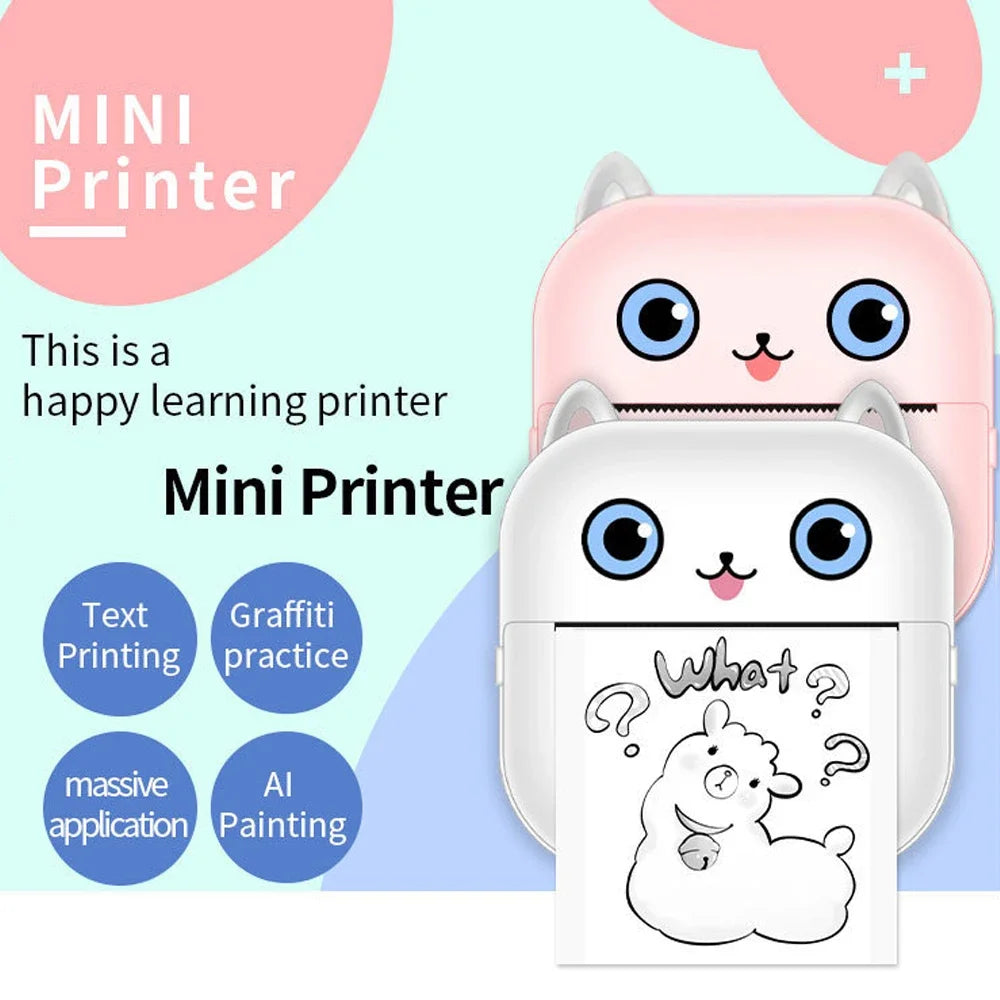 Mini Printer, Portable Thermal Printer Inkless Sticker Maker Machine, Pocket Bluetooth Printer for Pictures, Photos,Journals